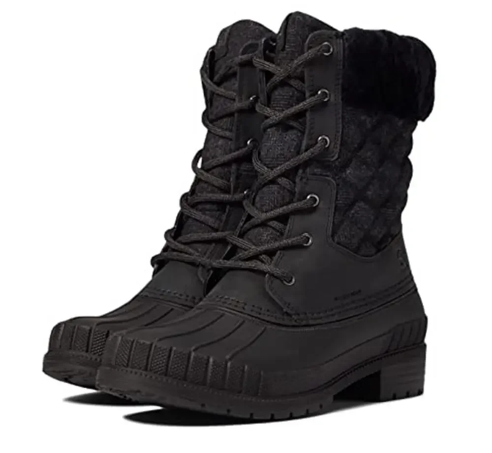 Kamik Womens Sienna Cuff 2 Winter Boots US 9 EU 40 Black Leather Fur NIB